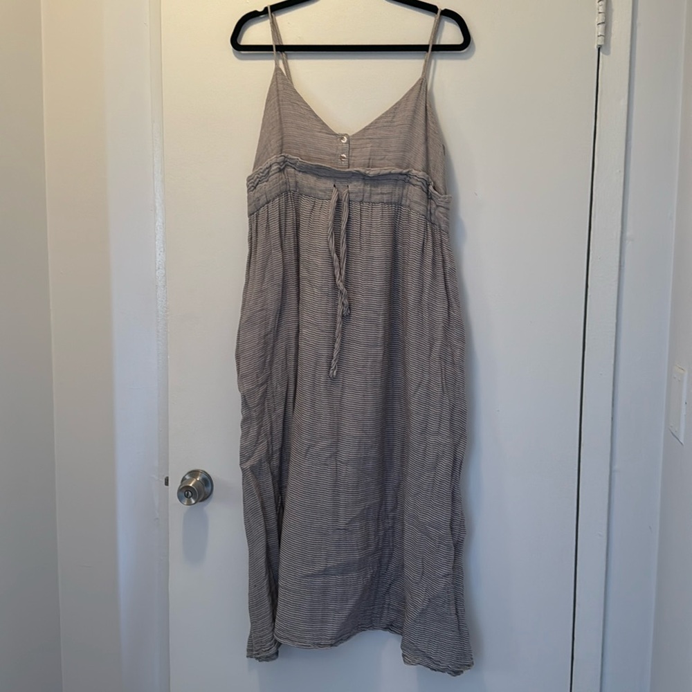 Mara Hoffman Grey and White Stripe Paperbag Dress